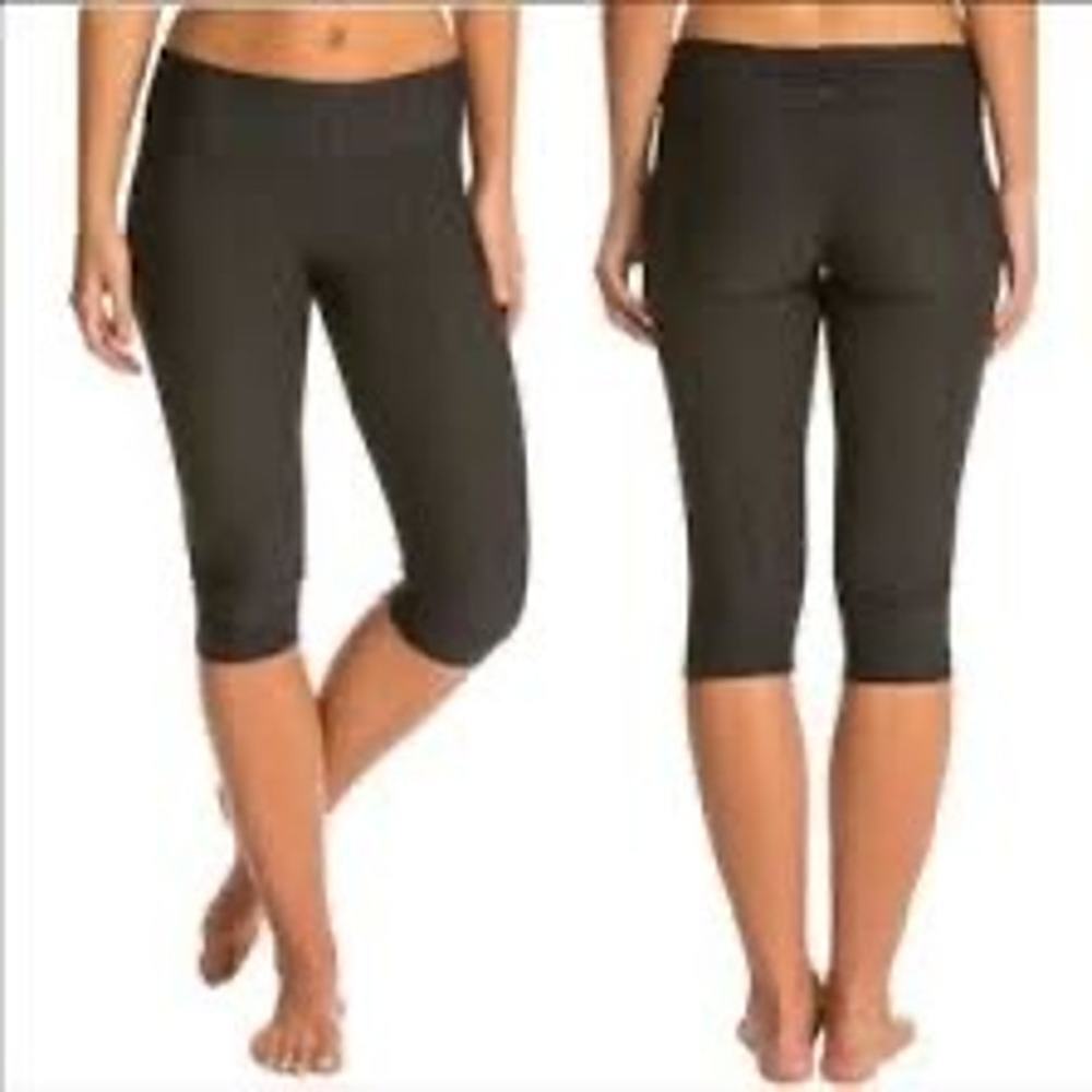 Prana Misty Women’s Gray Jacquard Ruched Yoga Cropped Leggings Size L